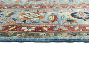Light Blue Floral 10X14 Transitional Oushak Oriental Rug