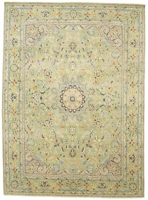 Sage Green Floral Transitional 9x12 Chobi Oriental Rug
