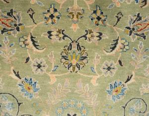 Sage Green Floral Transitional 9x12 Chobi Oriental Rug