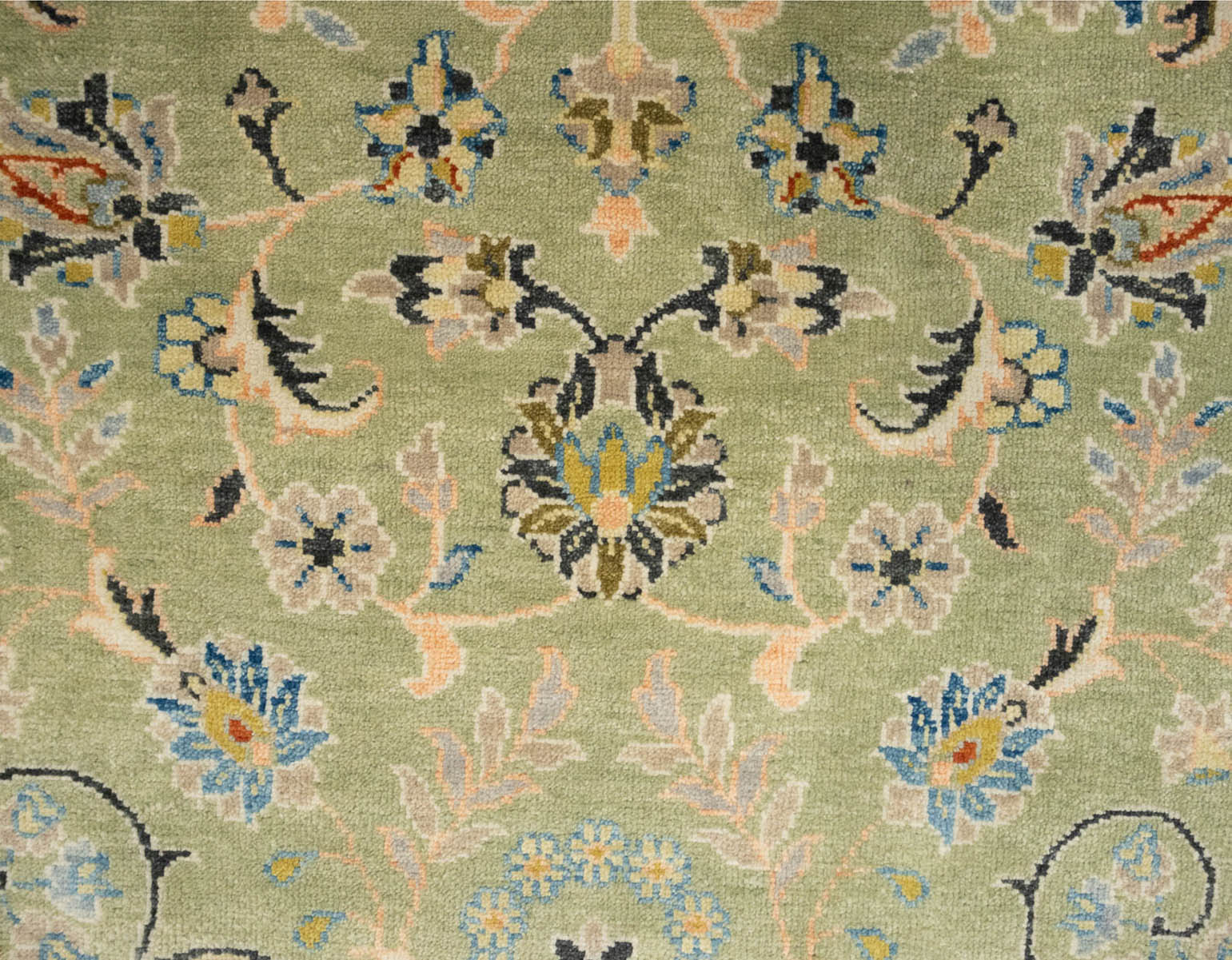 Sage Green Floral Transitional 9x12 Chobi Oriental Rug