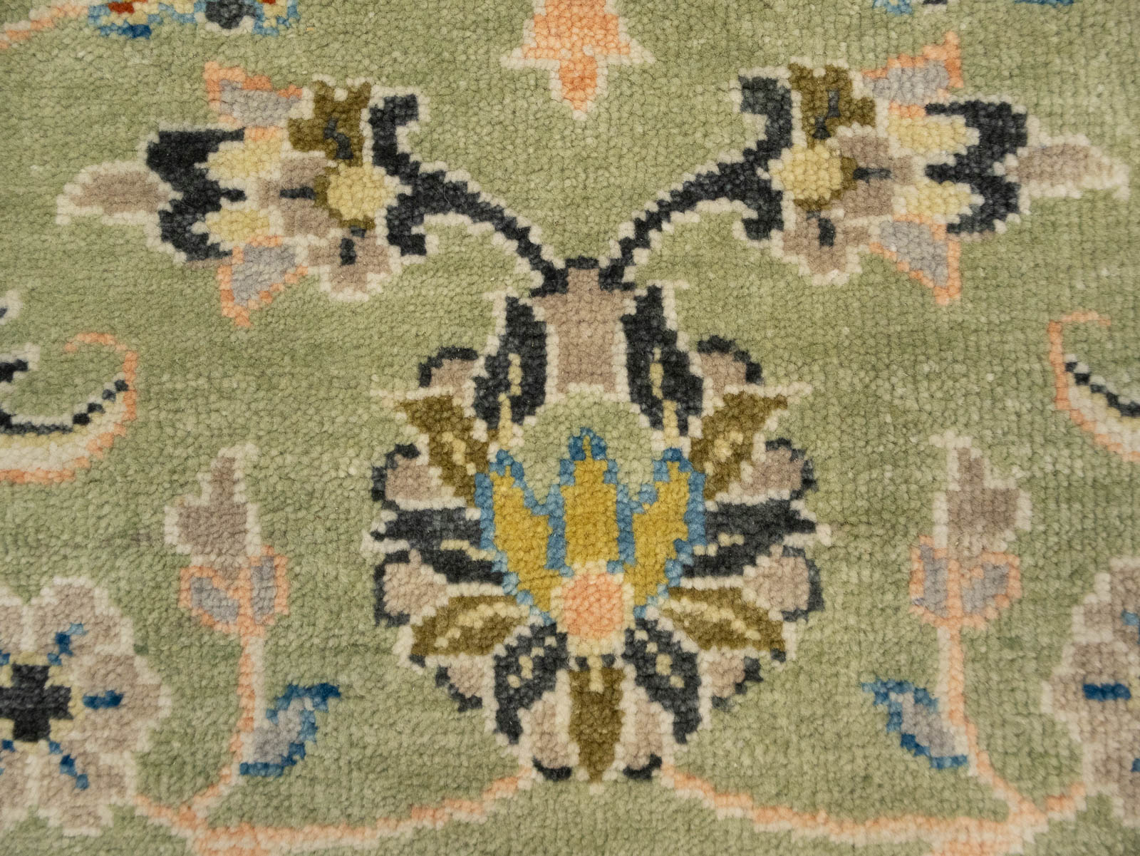Sage Green Floral Transitional 9x12 Chobi Oriental Rug