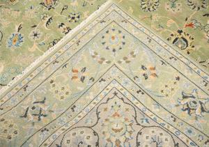Sage Green Floral Transitional 9x12 Chobi Oriental Rug