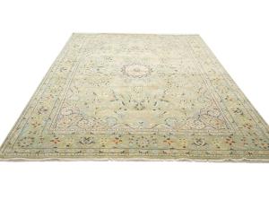 Sage Green Floral Transitional 9x12 Chobi Oriental Rug