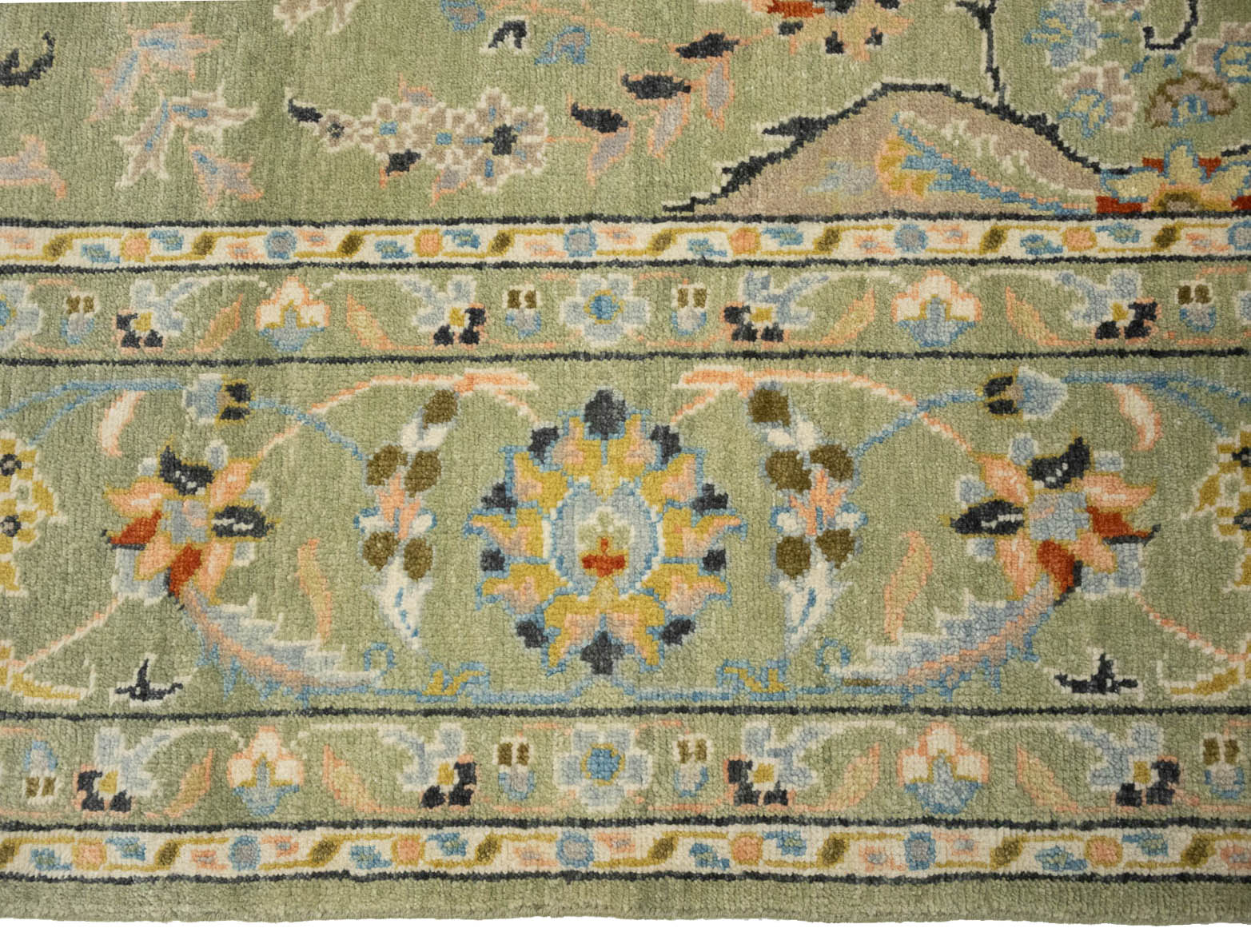 Sage Green Floral Transitional 9x12 Chobi Oriental Rug