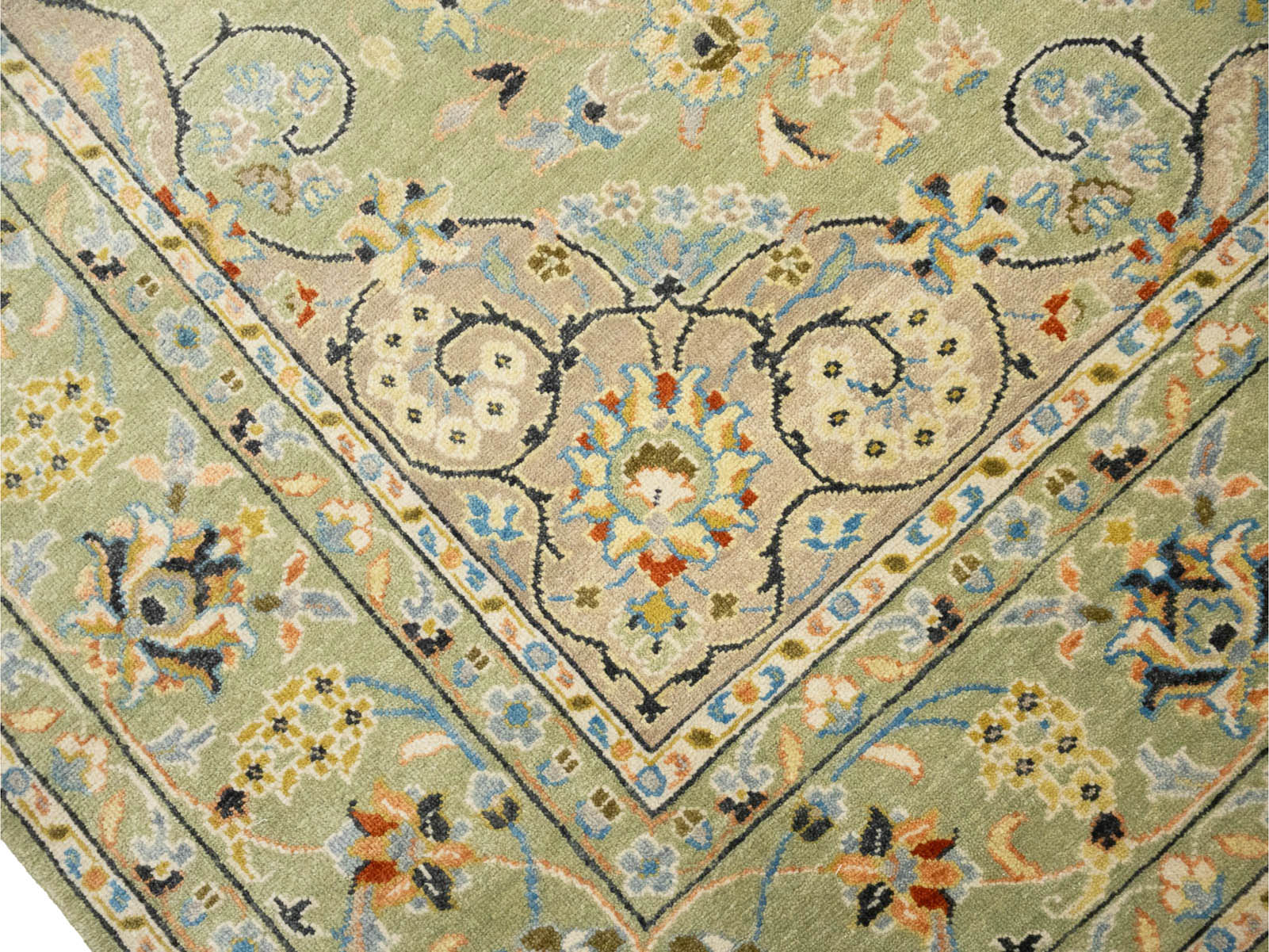 Sage Green Floral Transitional 9x12 Chobi Oriental Rug