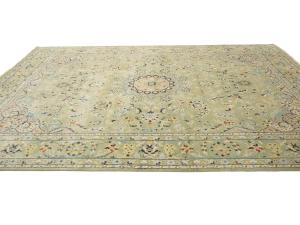 Sage Green Floral Transitional 9x12 Chobi Oriental Rug