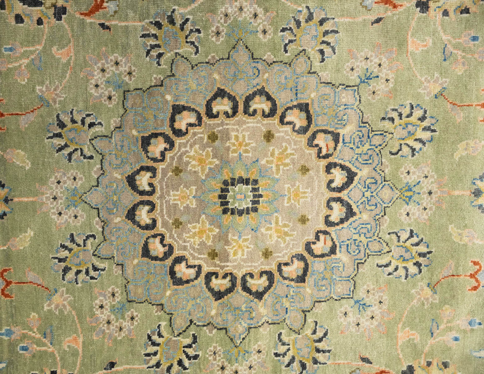 Sage Green Floral Transitional 9x12 Chobi Oriental Rug