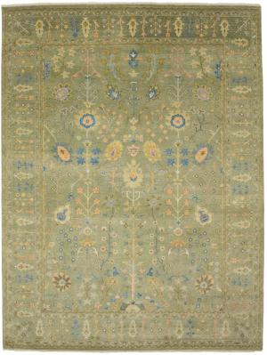 Olive Green Floral Traditional 9X12 Chobi Oriental Rug