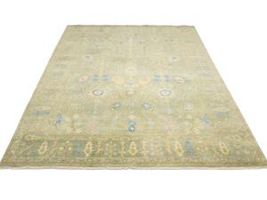 Olive Green Floral Traditional 9X12 Chobi Oriental Rug