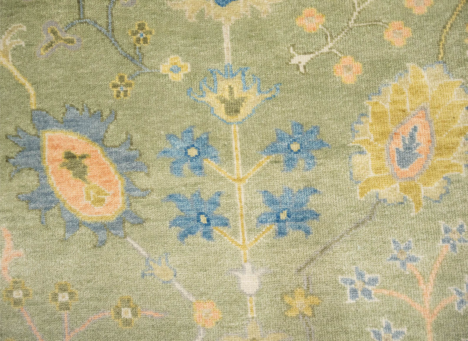 Olive Green Floral Traditional 9X12 Chobi Oriental Rug