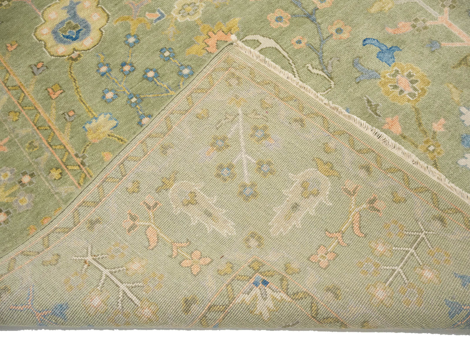 Olive Green Floral Traditional 9X12 Chobi Oriental Rug