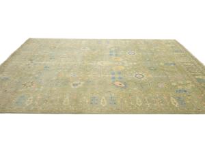 Olive Green Floral Traditional 9X12 Chobi Oriental Rug