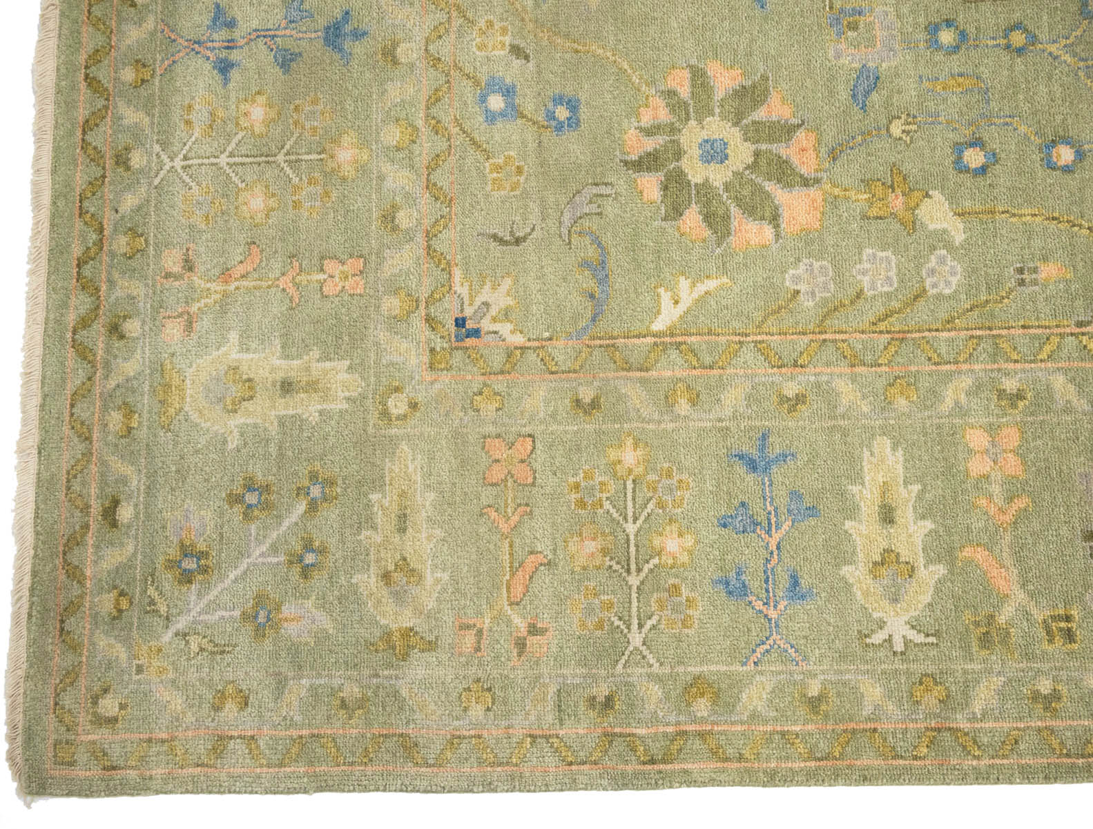 Olive Green Floral Traditional 9X12 Chobi Oriental Rug