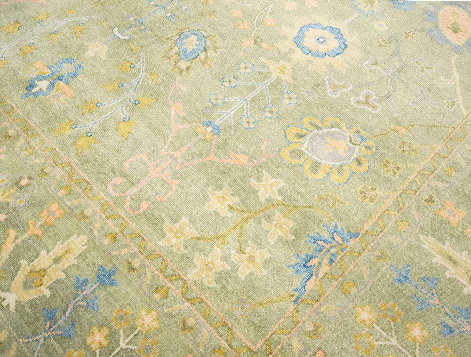 Olive Green Floral Traditional 9X12 Chobi Oriental Rug