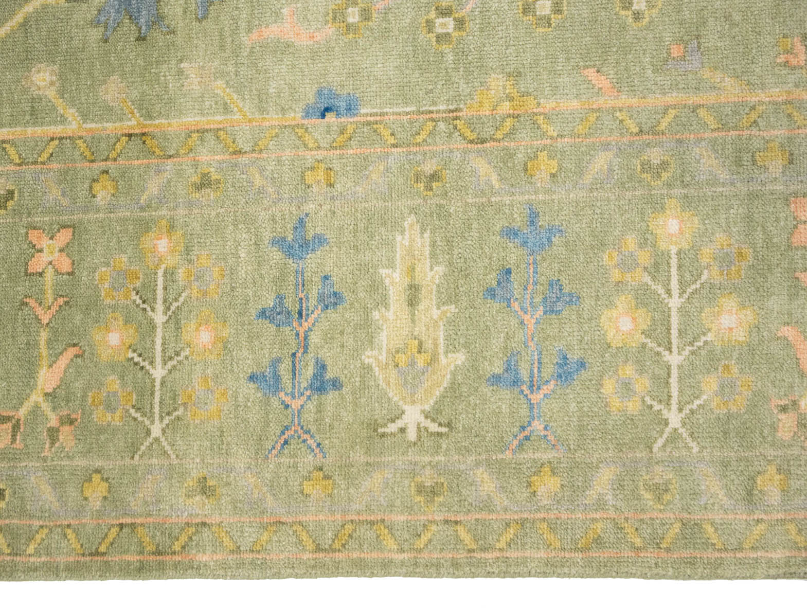 Olive Green Floral Traditional 9X12 Chobi Oriental Rug