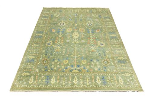 Olive Green Floral Traditional 8X10 Chobi Oriental Rug