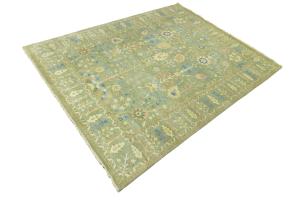 Olive Green Floral Traditional 8X10 Chobi Oriental Rug