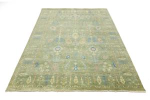 Olive Green Floral Traditional 8X10 Chobi Oriental Rug