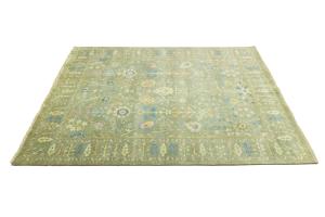 Olive Green Floral Traditional 8X10 Chobi Oriental Rug