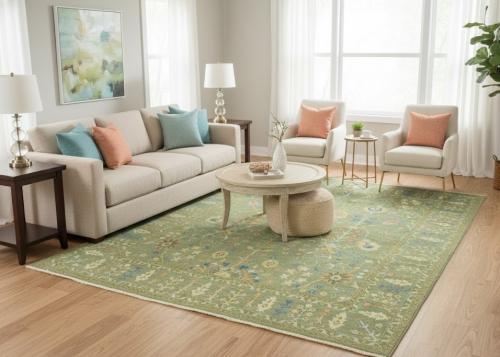 Olive Green Floral Traditional 8X10 Chobi Oriental Rug