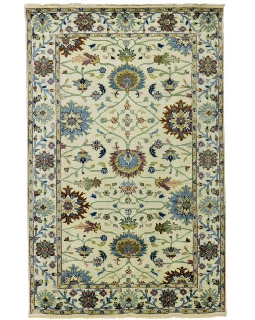 Cream Floral 5x8 Osh Chobi Oriental Area Rug