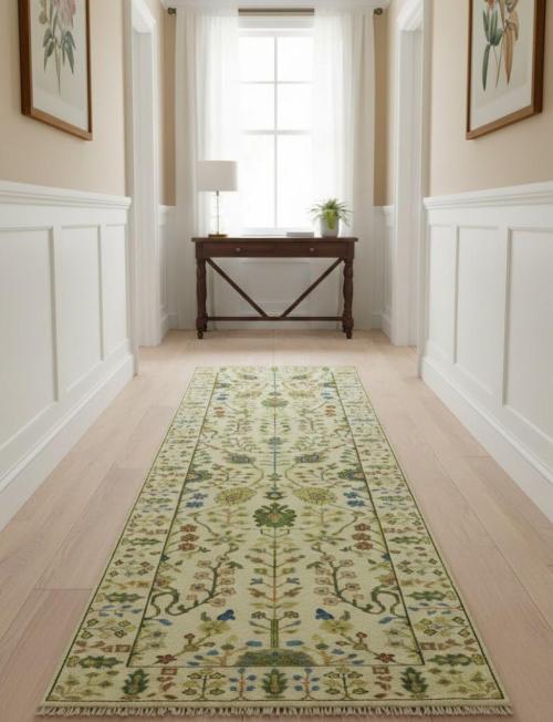 Ivory Floral 3x8 Traditional Chobi Oriental Runner Rug