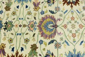 Cream Floral 6X9 Oushak Chobi Oriental Rug