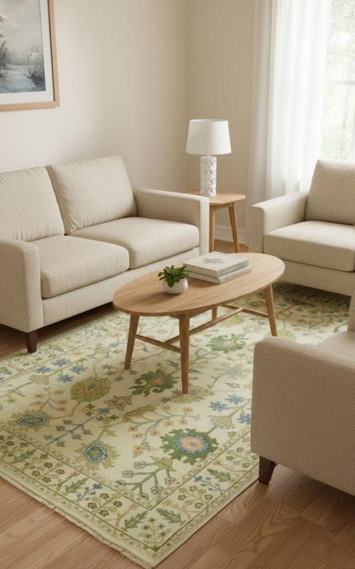 Ivory Floral 5x8 Traditional Osh Chobi Oriental Area Rug