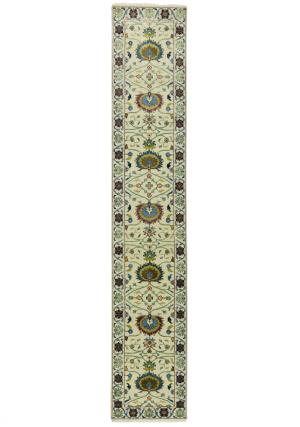 Cream Floral 2x14 Osh Chobi Oriental Runner Rug