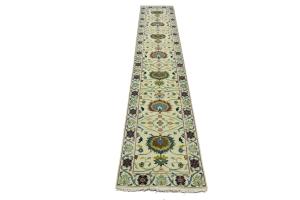 Cream Floral 2x14 Osh Chobi Oriental Runner Rug