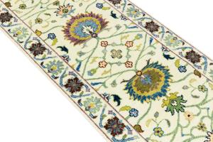 Cream Floral 2x14 Osh Chobi Oriental Runner Rug