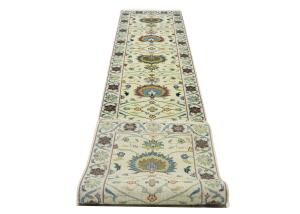Cream Floral 2x14 Osh Chobi Oriental Runner Rug