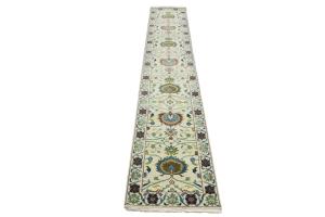 Cream Floral 2x14 Osh Chobi Oriental Runner Rug