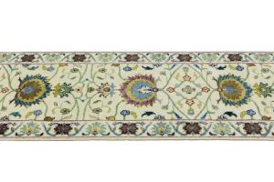 Cream Floral 2x14 Osh Chobi Oriental Runner Rug