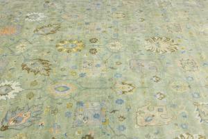 Sage Green Floral Traditional 10x14 Chobi Oriental Area Rug
