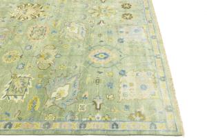 Sage Green Floral Traditional 10x14 Chobi Oriental Area Rug