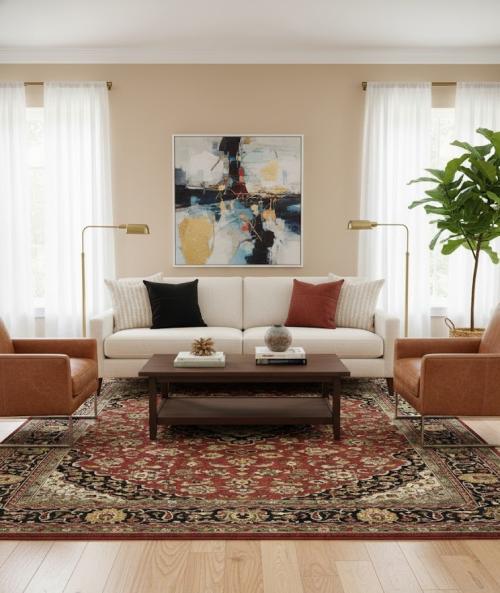 Red Floral Transitional 9X12 Chobi Oriental Rug