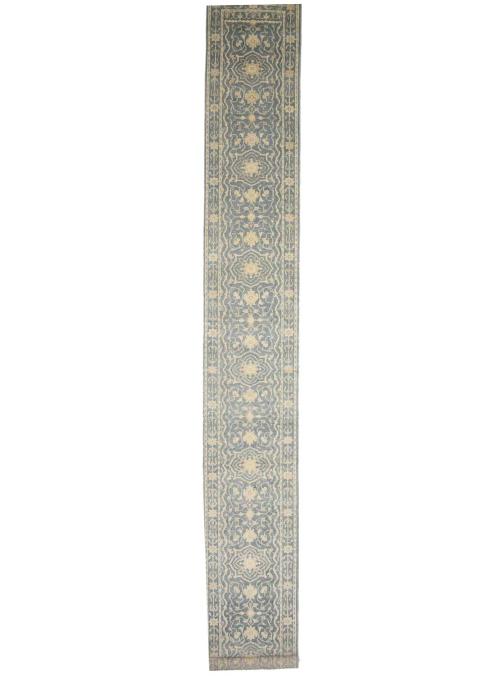 Muted Gray Floral 3x20 Transitional Oriental Runner Rug