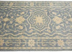 2'6 X 19'9 Hand Knotted Muted Gray Floral Wool Runner Rug