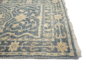 2'6 X 19'9 Hand Knotted Muted Gray Floral Wool Runner Rug