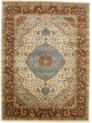 Ivory Floral Traditional 9x12 Chobi Oriental Rug