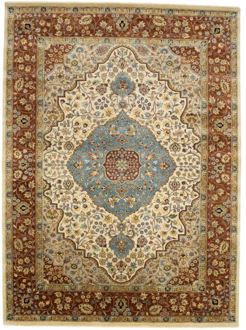 Ivory Floral Traditional 9x12 Chobi Oriental Rug