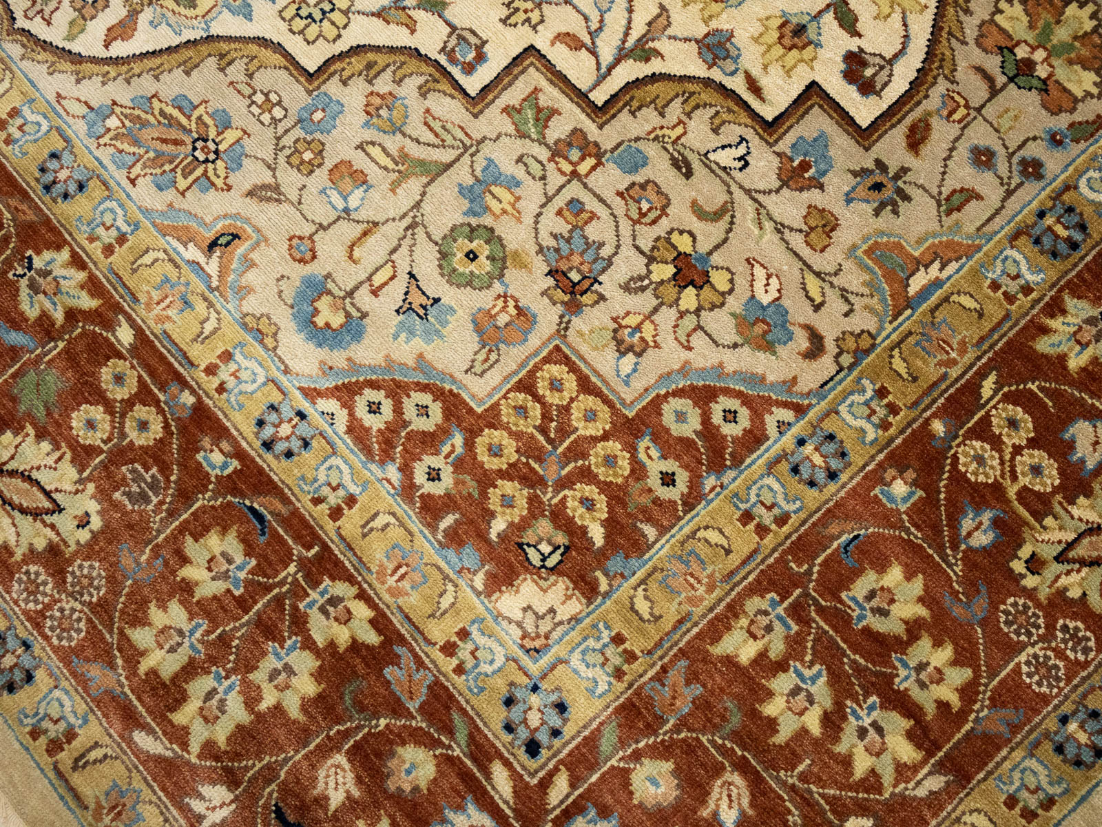 Ivory Floral Traditional 9x12 Chobi Oriental Rug