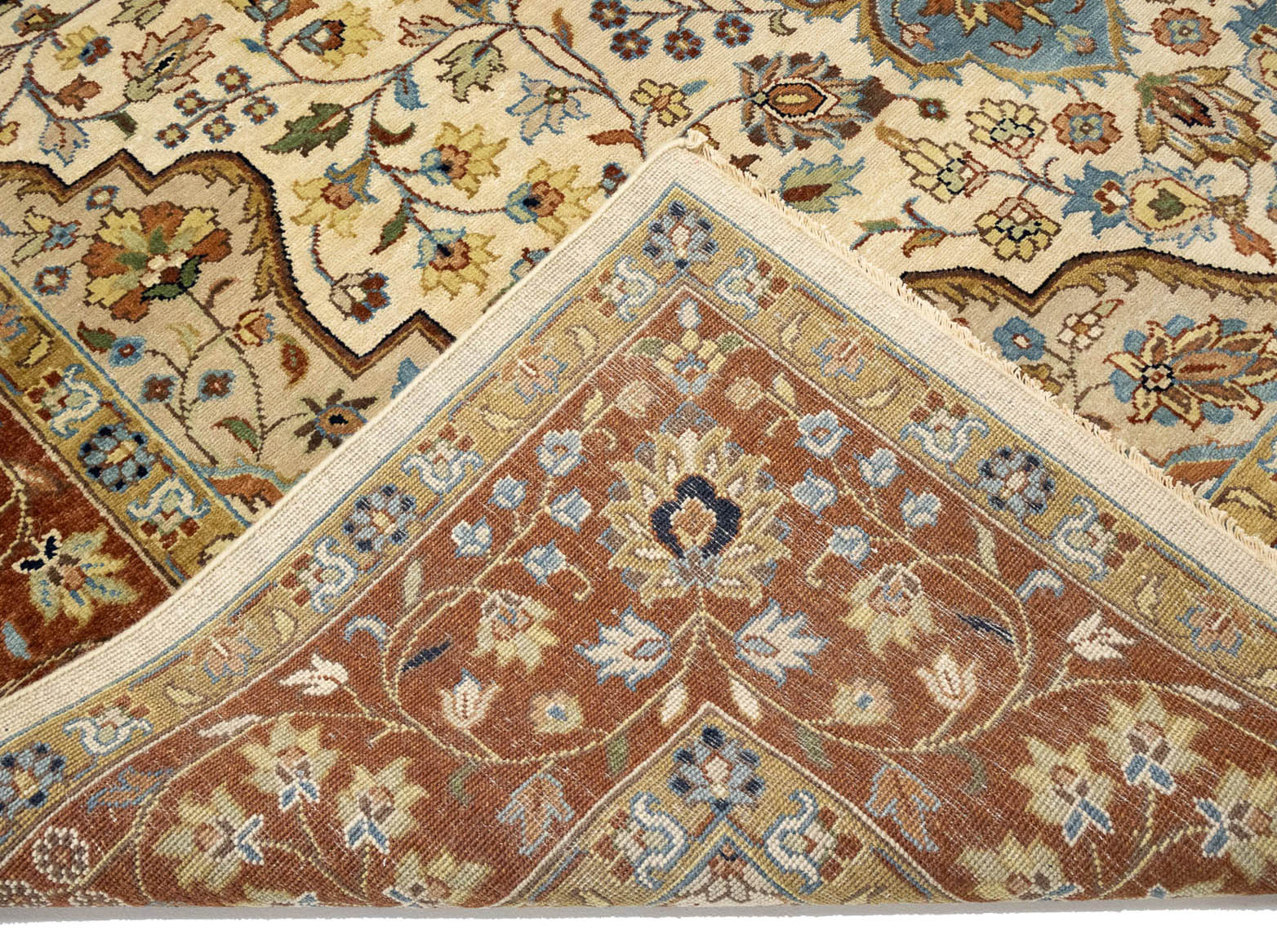Ivory Floral Traditional 9x12 Chobi Oriental Rug