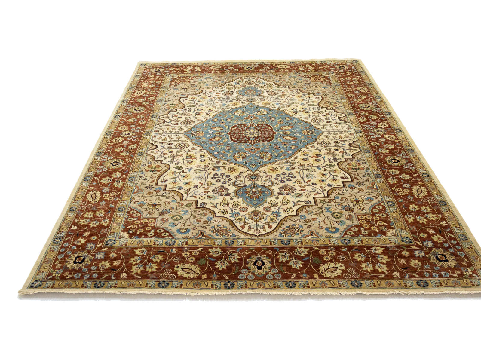 Ivory Floral Traditional 9x12 Chobi Oriental Rug