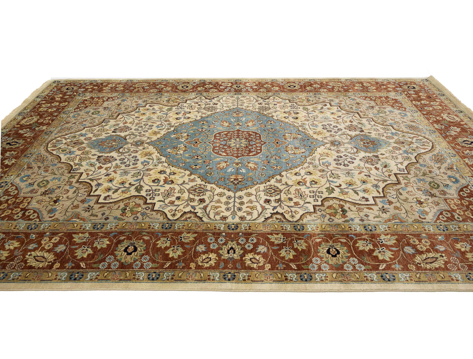 Ivory Floral Traditional 9x12 Chobi Oriental Rug