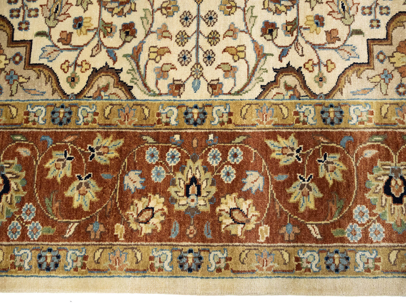 Ivory Floral Traditional 9x12 Chobi Oriental Rug