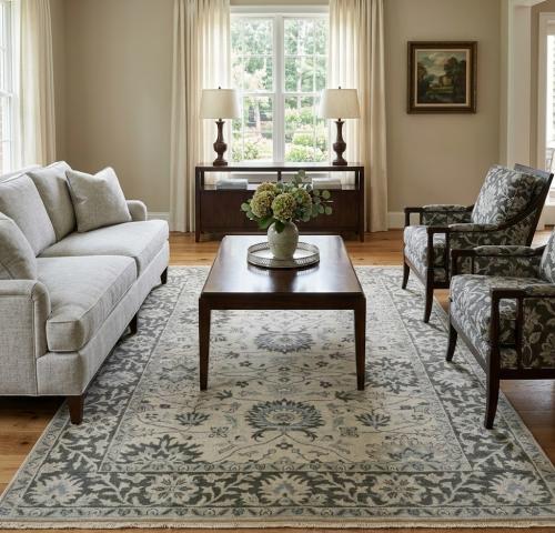 Muted Ivory Floral 6x9 Chobi Oriental Rug
