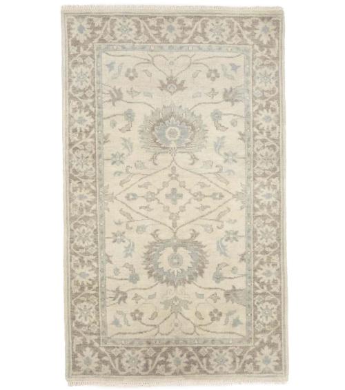 Muted Ivory Floral 3x5 Oushak Chobi Oriental Rug