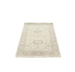 Muted Ivory Floral 3x5 Oushak Chobi Oriental Rug